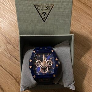 Guess Men's Navy and Gold Watch